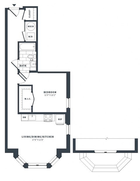 1U Floor Plan at The Vale at the Parks, District of Columbia, 20012